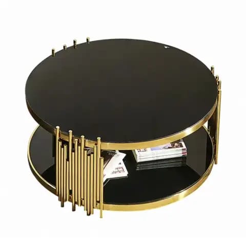 Chelsea Gold Coffee Table | Black Glass | Modern Design