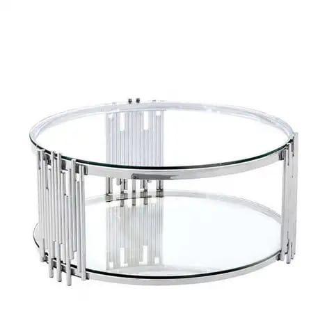 Chelsea Silver Coffee Table | Clear Glass | Contemporary Style