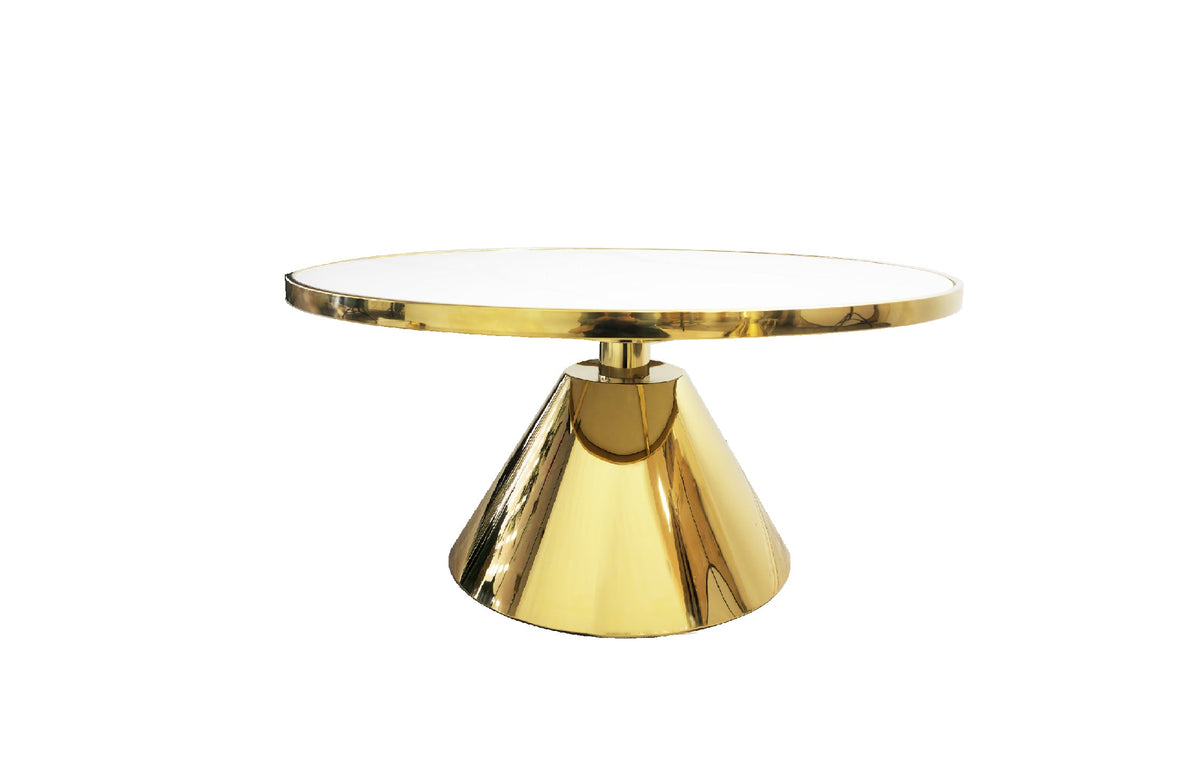 Glam Gold 90cm Coffee Table | White Marble | Elegant & Luxe