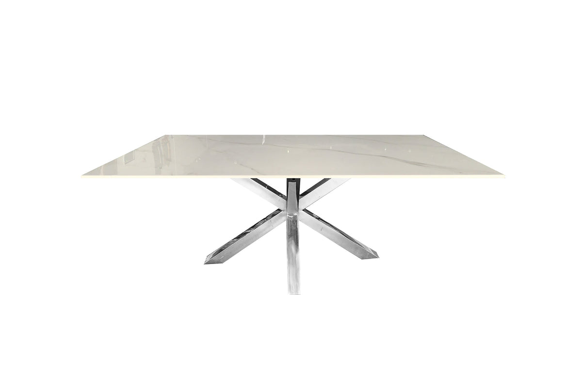 Miles Dining Table | Gold Frame | White Marble Top | 90cm x 180cm | Elegant Modern Dining Room Table