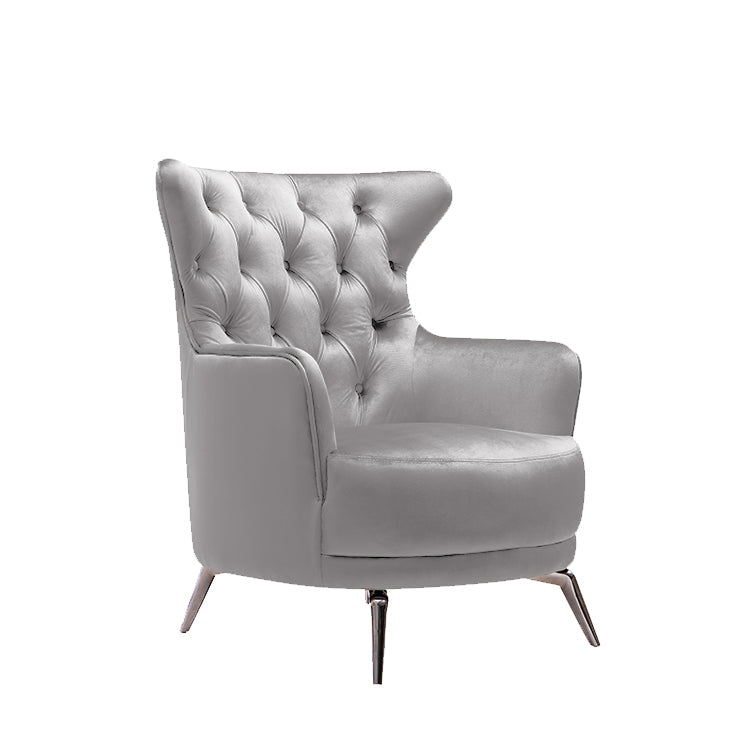 GRAND Tufted Velvet Arm Chair | Light Grey | Elegant Design | Comfortable Seating