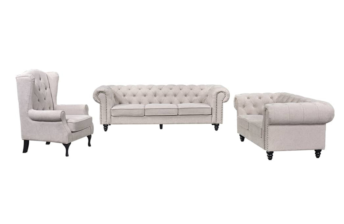 Chesterfield Tufted Lounge Set | Beige