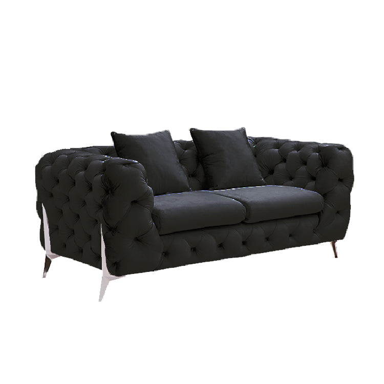 Grand Tufted Lounge | Black Velvet | Silver Legs