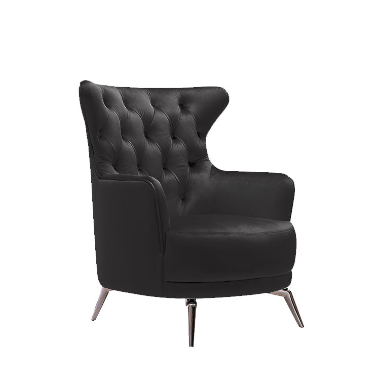 Grand Tufted Lounge | Black Velvet | Silver Legs
