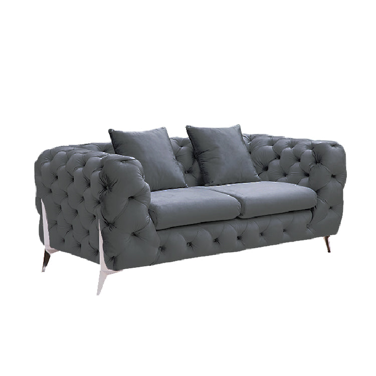 Grand Tufted Lounge | Dark Grey Velvet | Silver Legs