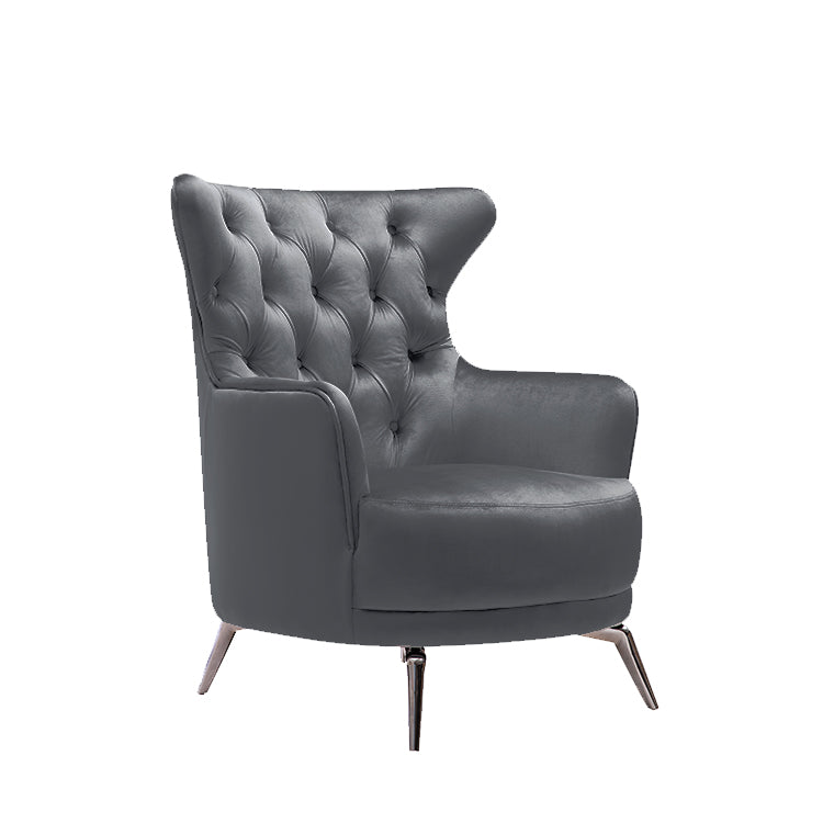 Grand Tufted Lounge | Dark Grey Velvet | Silver Legs