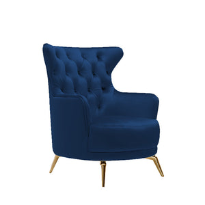 Grand Tufted Lounge | Blue Velvet | Gold Legs
