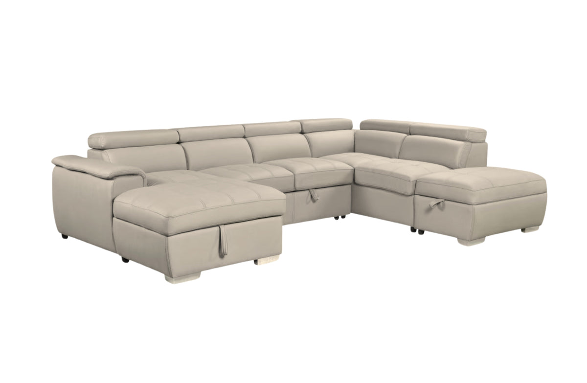 Plush Sleeper Modular Chaise Lounge | Mushroom | Comfortable Convertible Sectional Sofa