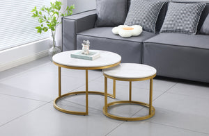 Nesting Style Coffee Table | White on Champagne Gold | 60cm/45cm