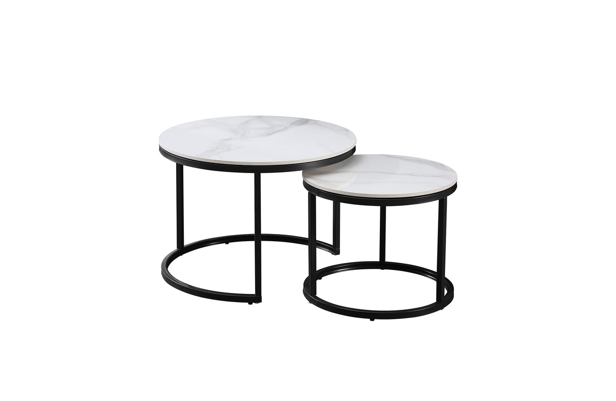 Nesting Style Coffee Table | White on Black | 60cm/45cm