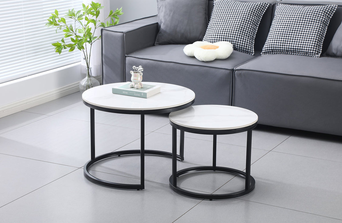 Nesting Style Coffee Table | White on Black | 60cm/45cm