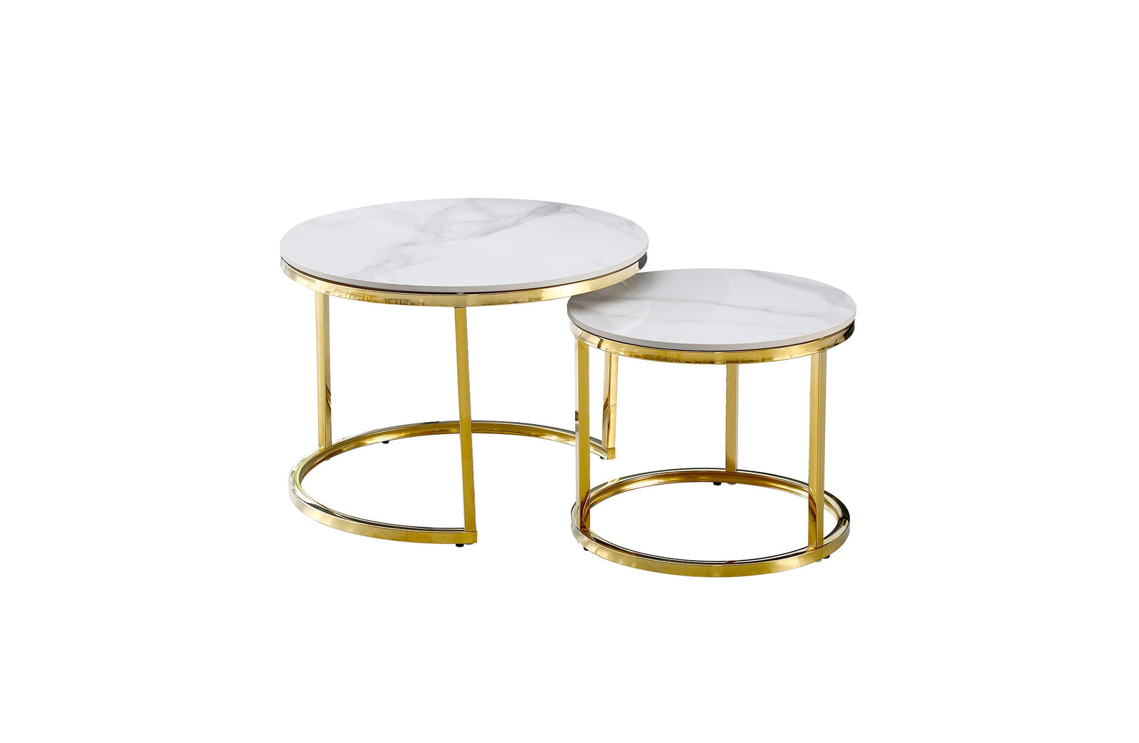 Nesting Style Coffee Table | White on Gold | 60cm/45cm | Modern Design