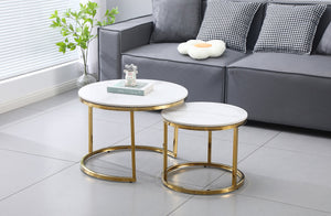 Nesting Style Coffee Table | White on Gold | 60cm/45cm | Modern Design