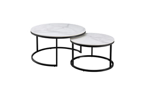 Nesting Style Coffee Table | White on Black | 80cm/60cm | Elegant Style