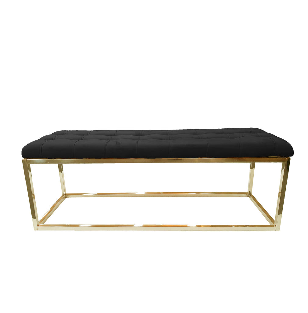Holly Ottoman | Gold Base | Black Seat