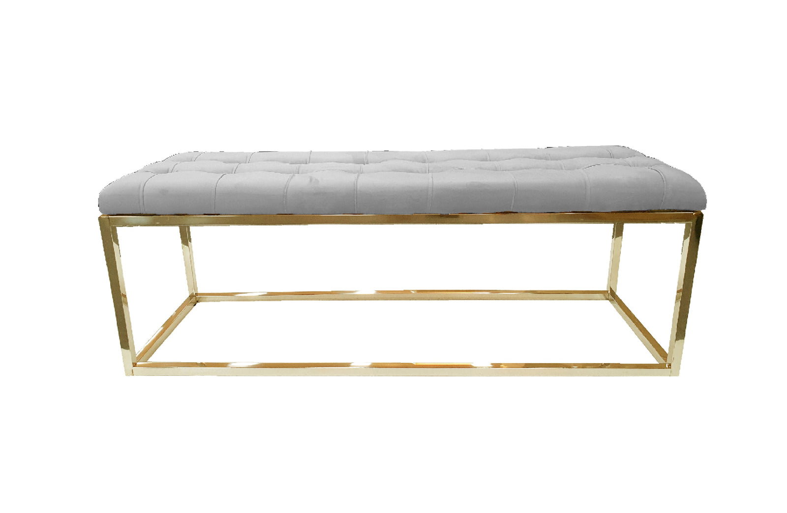 Holly Ottoman Gold Base | Light Grey Seat