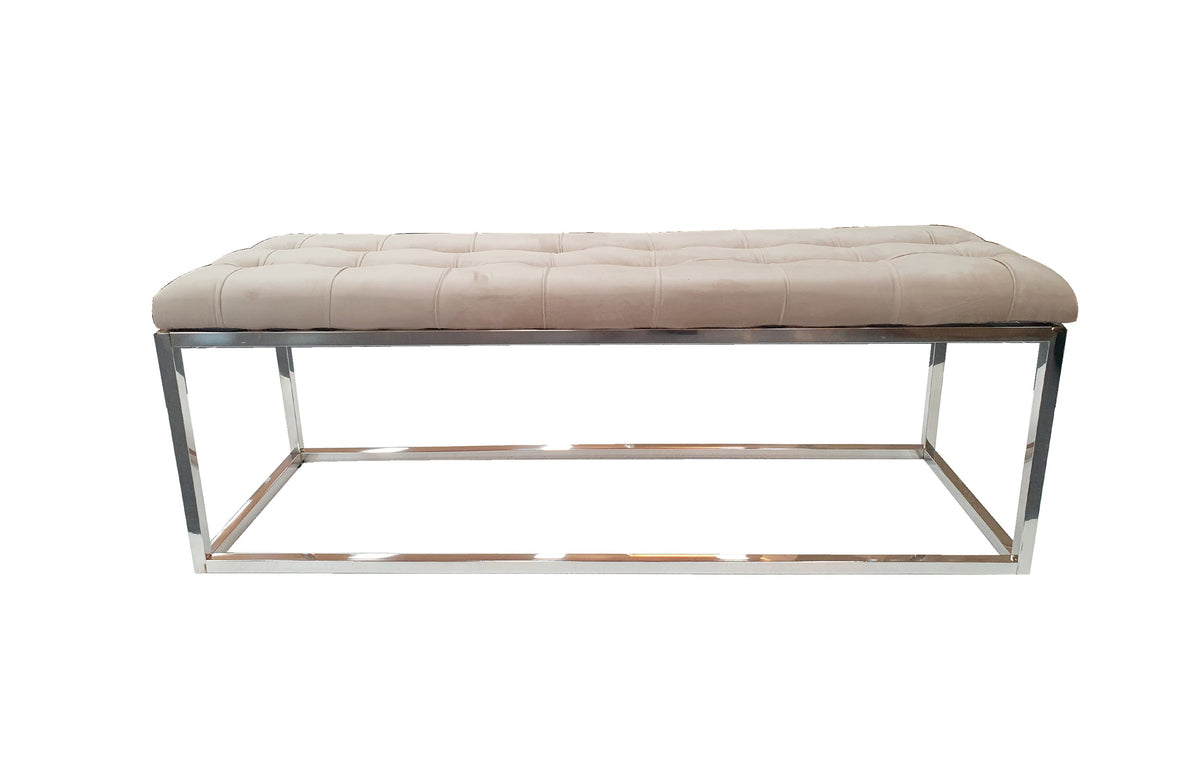 Holly Ottoman Silver Base | Beige Seat