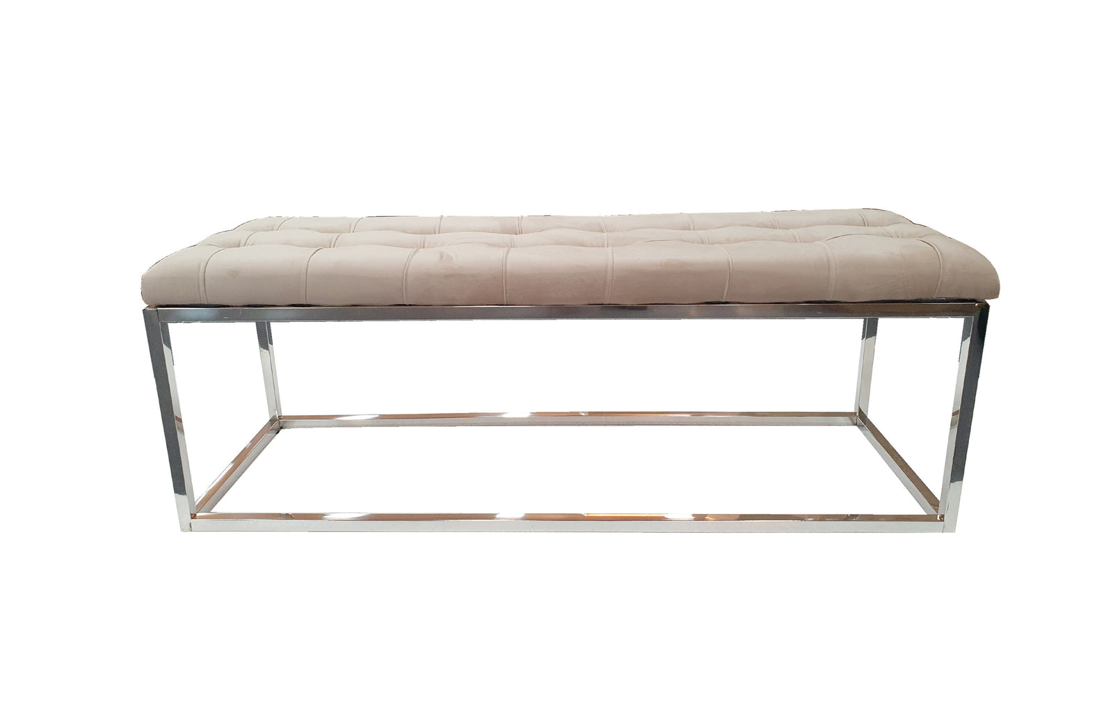 Holly Ottoman Silver Base | Beige Seat