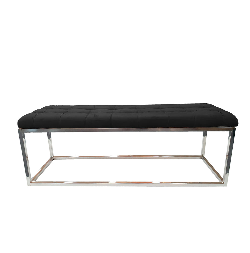 Holly Ottoman | Silver Base | Black Seat