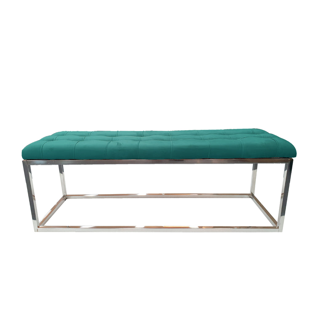 Holly Ottoman | Silver Base | Green Seat