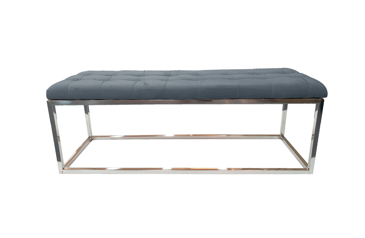 Holly Ottoman Silver Base | Dark Grey Seat