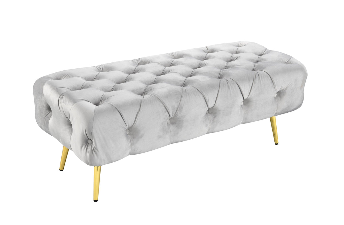 Shirley Ottoman | Light Grey Velvet
