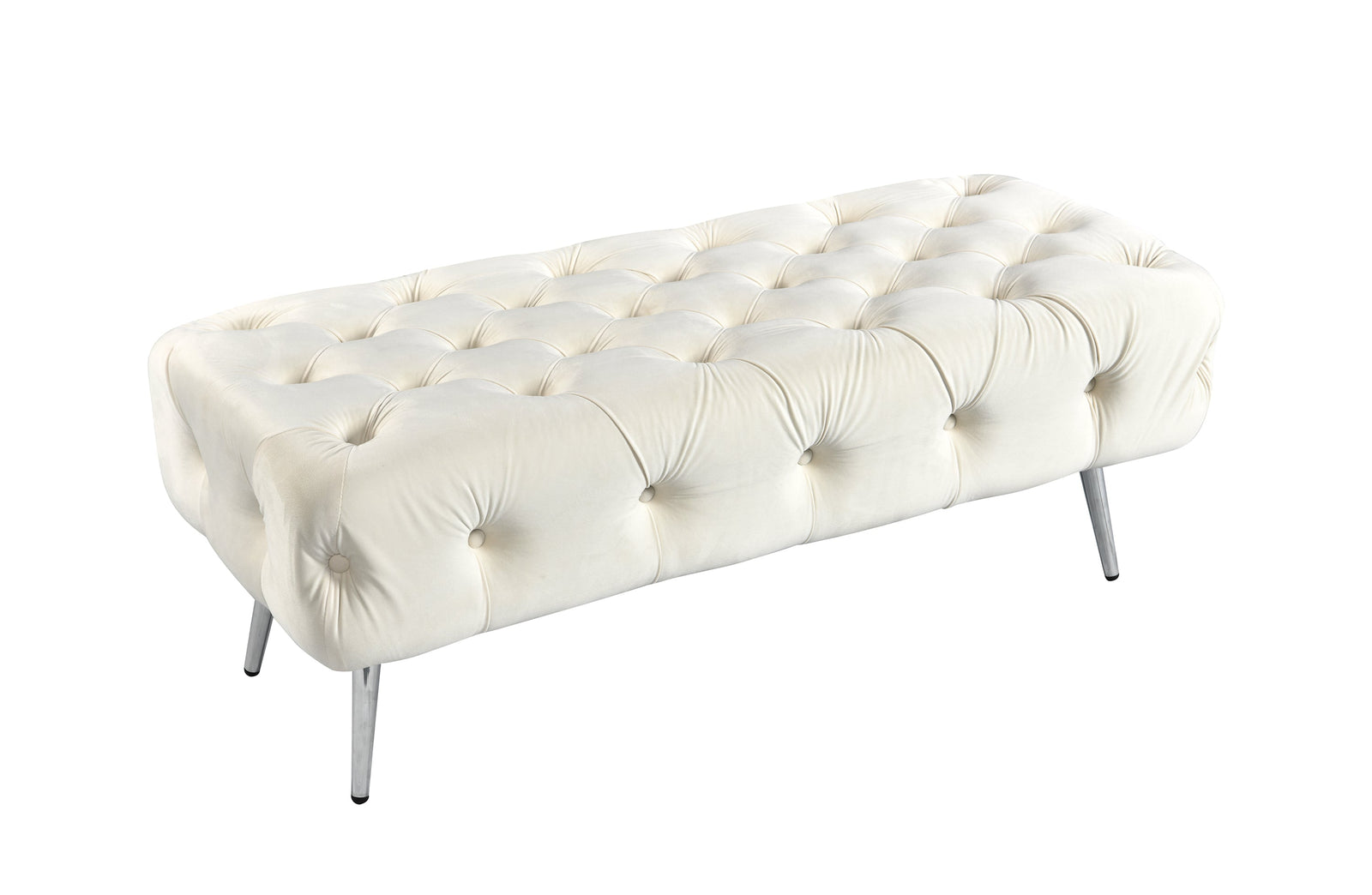 Shirley Ottoman | Beige Velvet