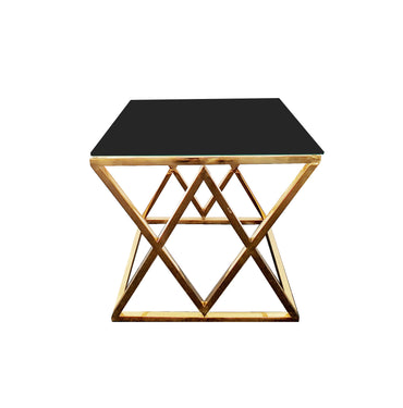 Alsea Side Table | Gold Base | Black Glass