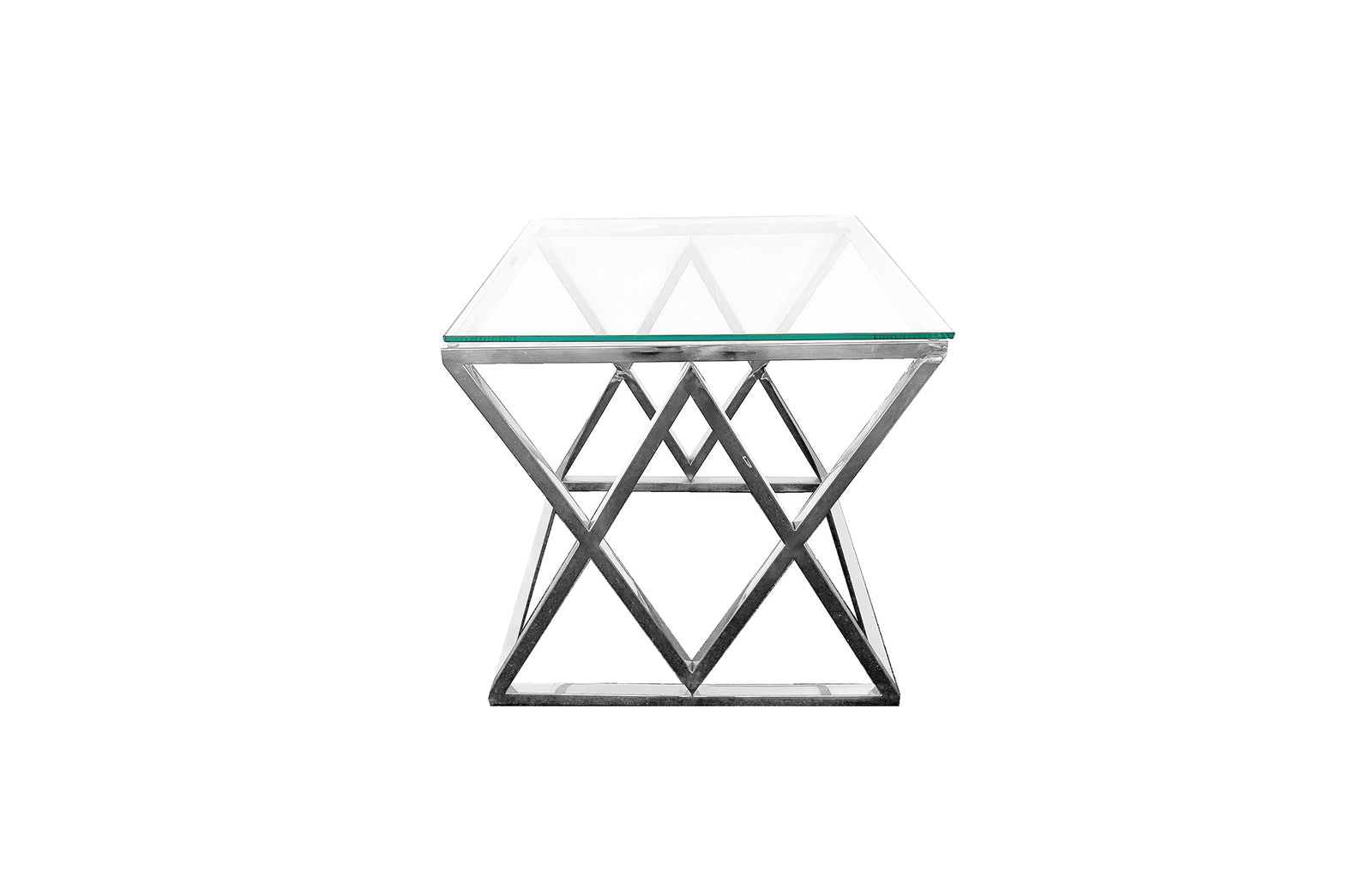 Alsea Side Table | Silver Base | Clear Glass
