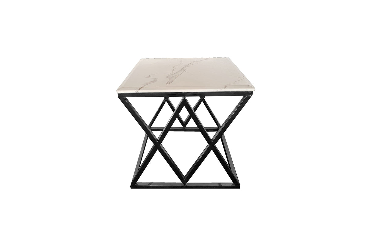 Alsea Side Table | Black Base | White Marble