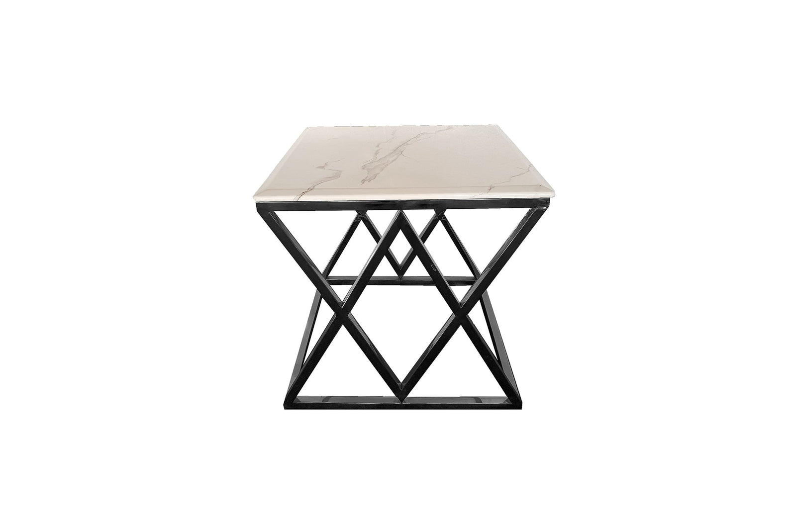 Alsea Side Table | Black Base | White Marble