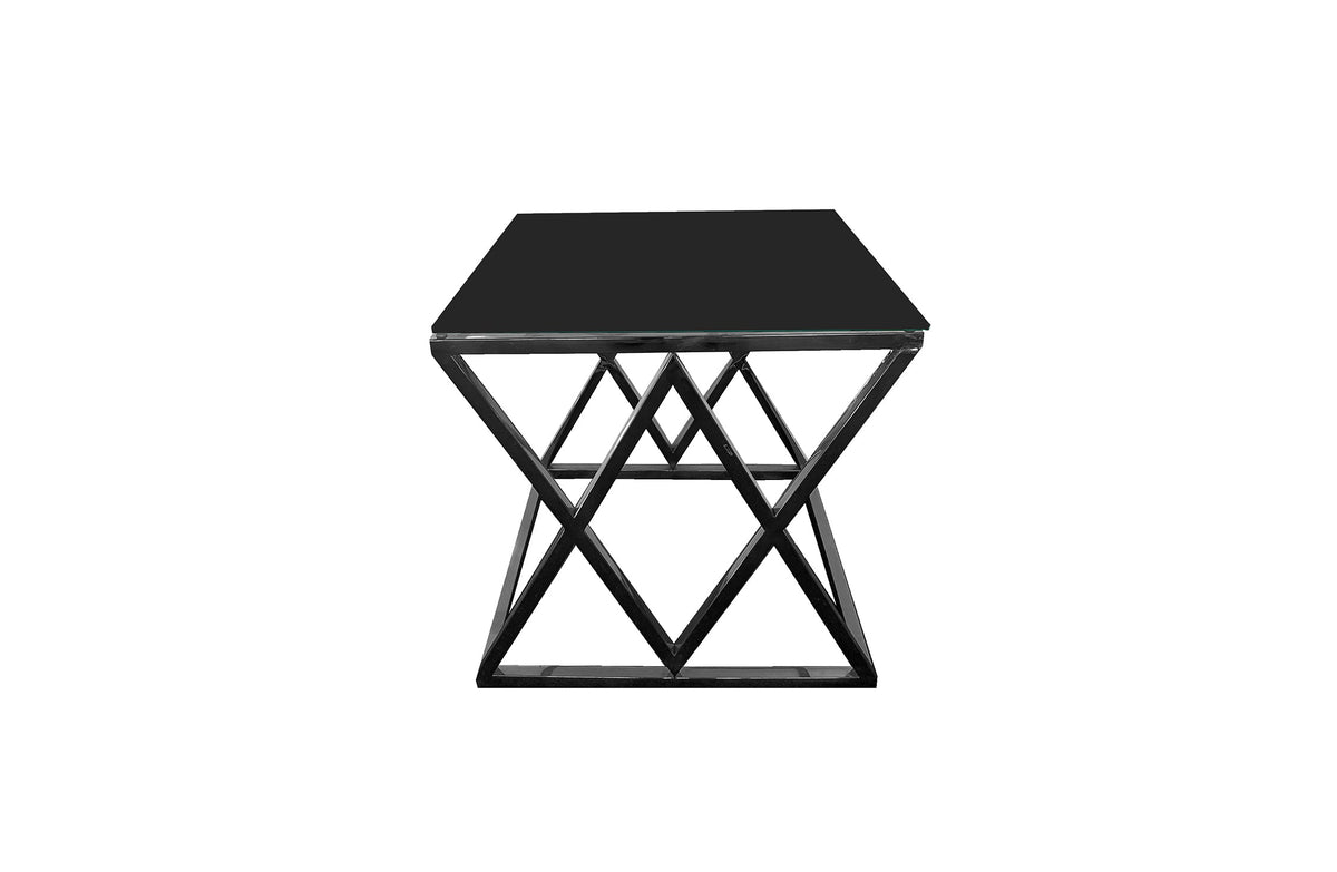 Alsea Side Table | Black Base | Black Glass Top | Modern Accent Furniture