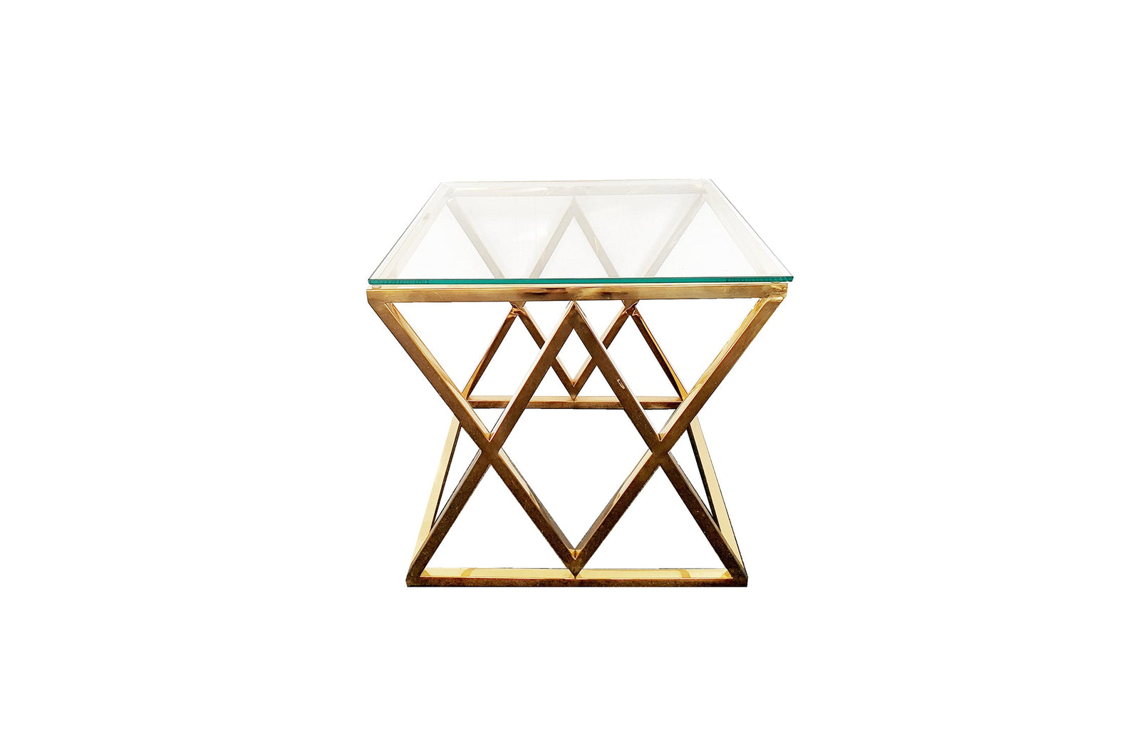 Alsea Side Table | Gold Base | Clear Glass Top | Luxury Accent Furniture