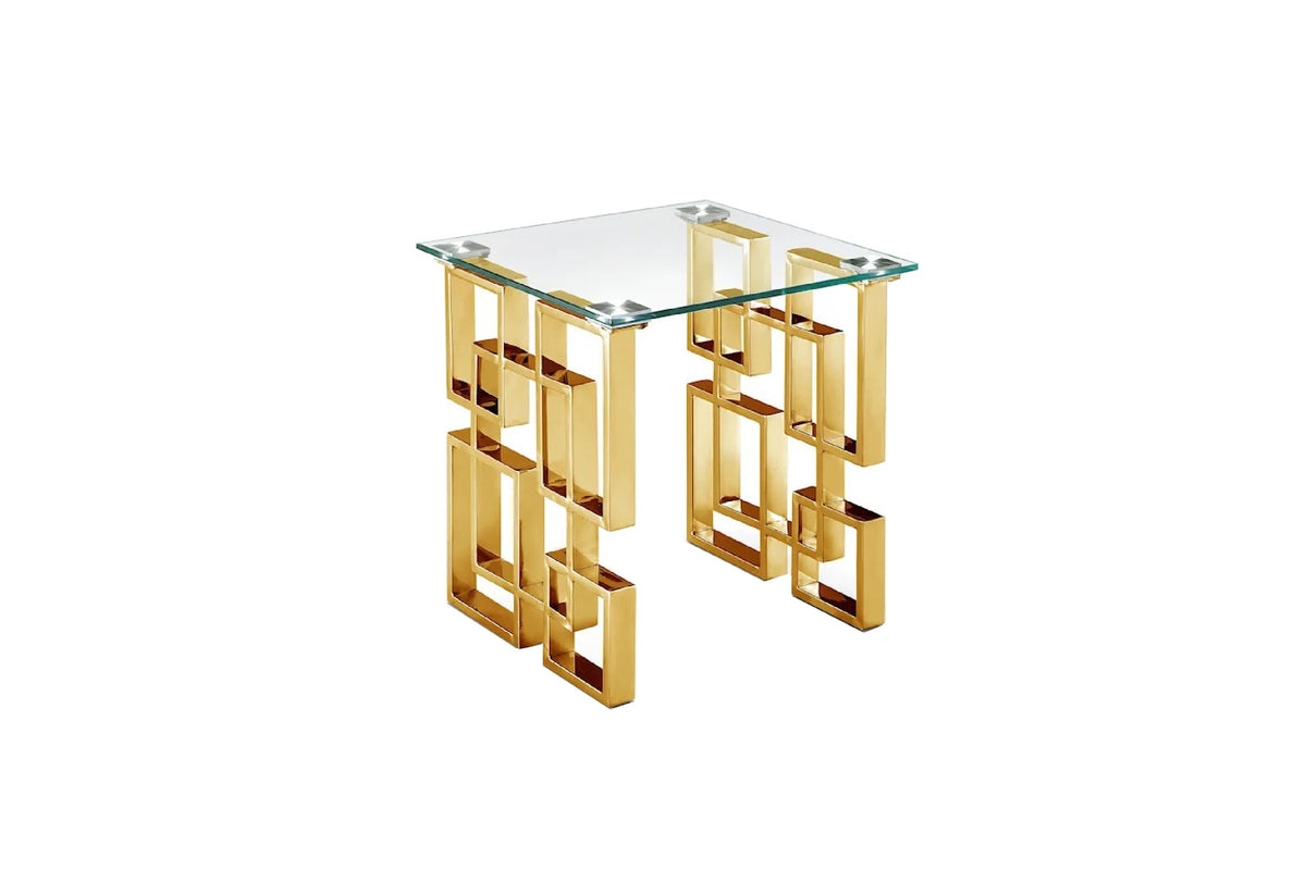 Royale Gold Side Table | White Marble