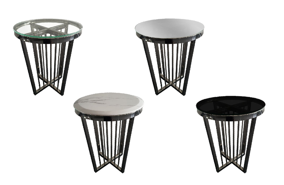 Salina Side Table 45cm | Black Base | Black Glass