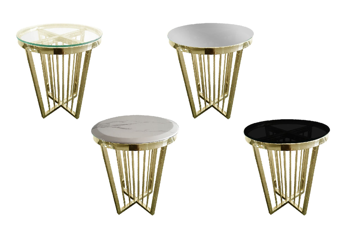 Salina Side Table 45cm | Gold Base | Black Glass
