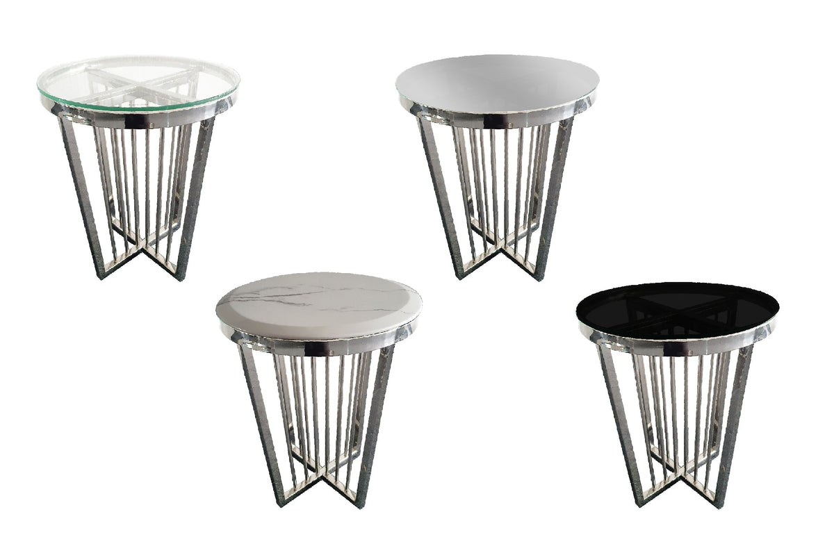 Salina Side Table 45cm | Silver Base | White Marble