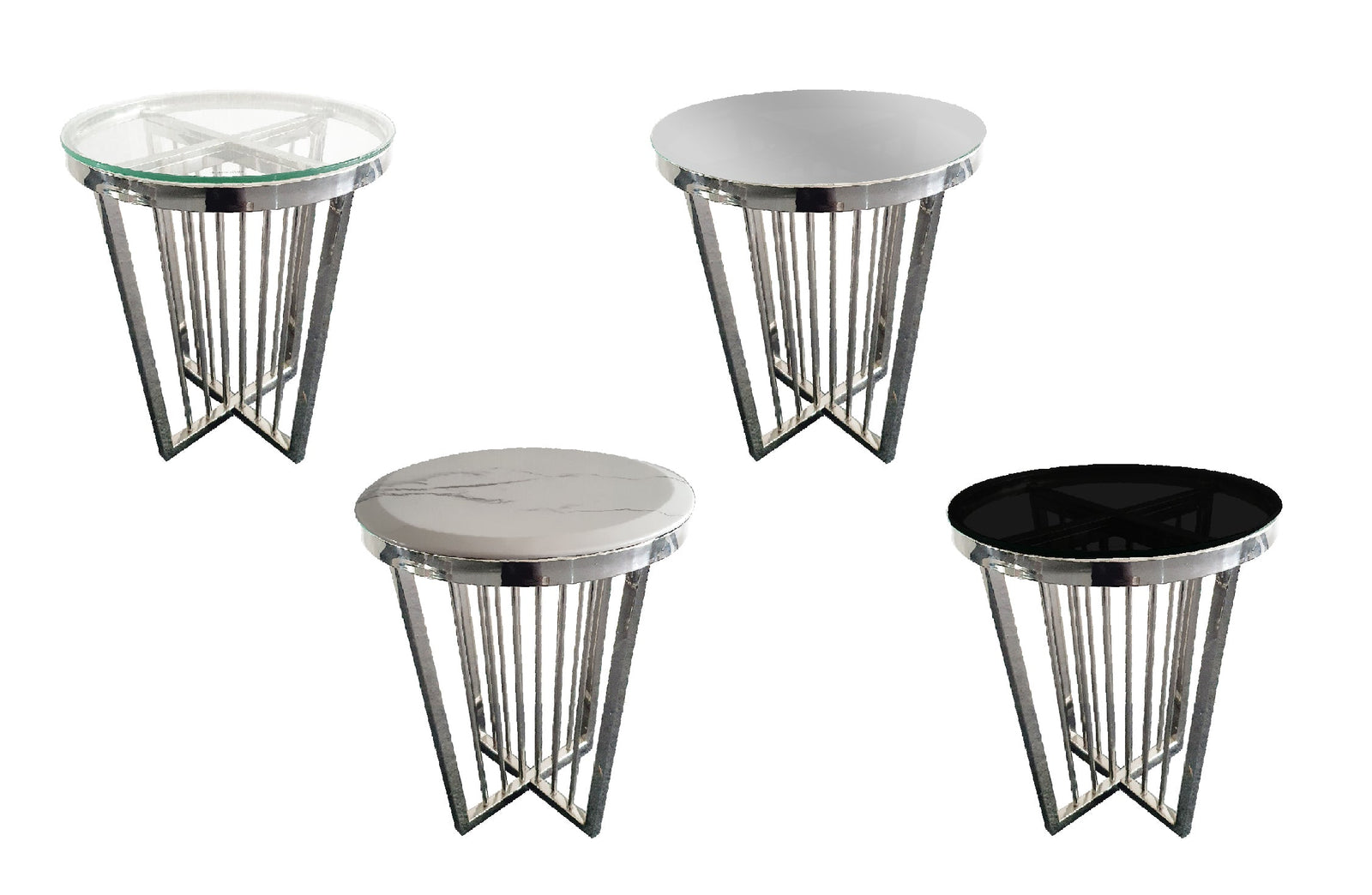 Salina Side Table 45cm | Silver Base | White Marble