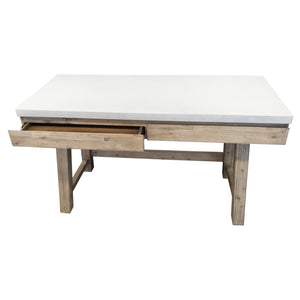 Stony 140cm Computer Writing Desk with Concrete Top - White