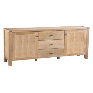 Woodland 180cm Buffet Table Cabinet | Timber Wood | 3 Drawer 2 Door | Natural