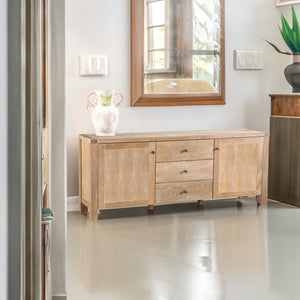 Woodland 180cm Buffet Table Cabinet | Timber Wood | 3 Drawer 2 Door | Natural
