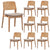 Emilio 8pc Set Dining Chair Fabric Seat Scandinavian Style Solid Ash Wood Oak