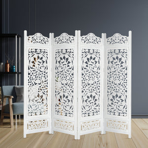 Koch | 4 Panel Room Divider Screen | Privacy Shoji Timber Wood Stand | White
