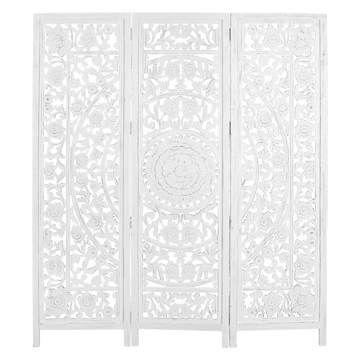 Jans | 3 Panel Room Divider Screen | Privacy Shoji Timber Wood Stand | White