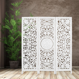 Jans | 3 Panel Room Divider Screen | Privacy Shoji Timber Wood Stand | White