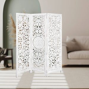 Jans | 3 Panel Room Divider Screen | Privacy Shoji Timber Wood Stand | White