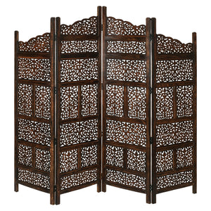 Vasco | 4 Panel Room Divider Screen | Privacy Shoji Timber Wood Stand | Burnt