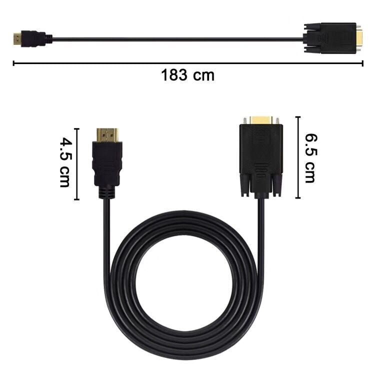 1.8M HDMI Male to VGA Male Cable | For Computer, Laptop, PC & Monitor