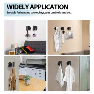 2 Pcs Wall Mount Bathroom Towel Hooks Holder | Cloth Hanger Hook | Kitchen Door Hanger | Black