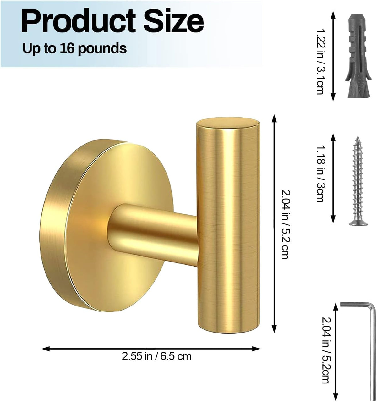 2 Pcs Wall Mount Bathroom Towel Hooks Holder | Cloth Hanger Hook | Kitchen Door Hanger | Gold